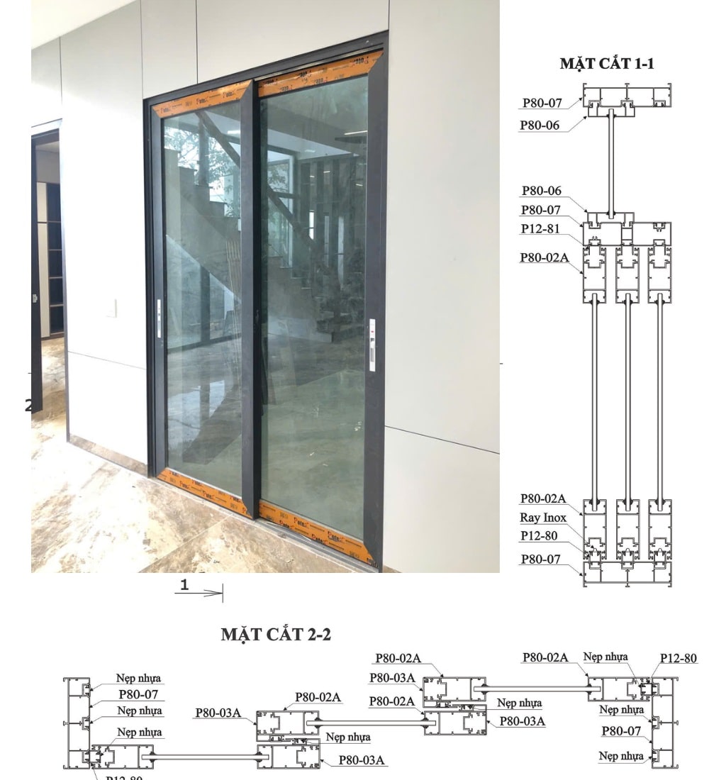 CỬA ĐI LÙA 2 CÁNH POTEX