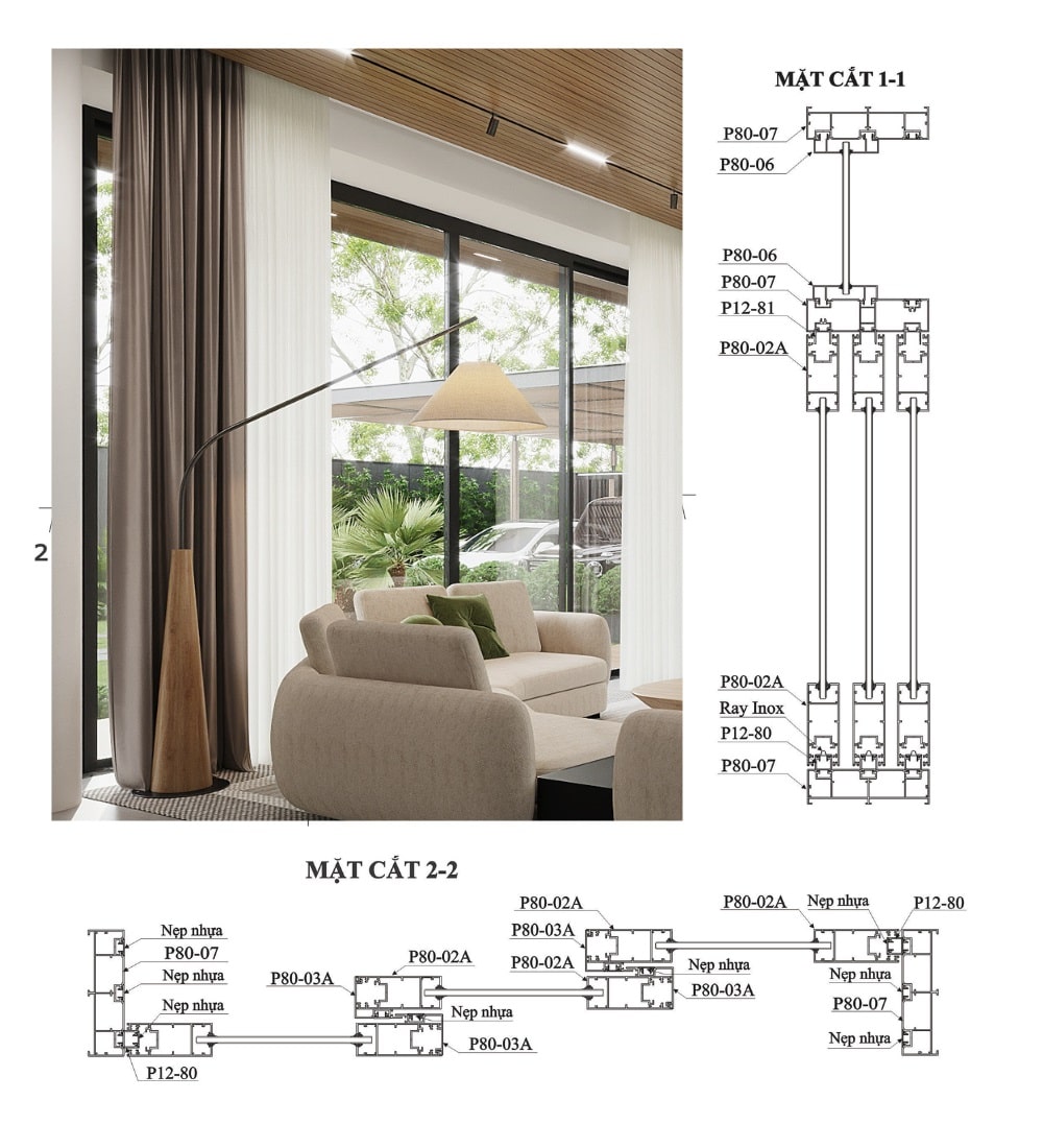 CỬA LÙA  ĐI 3 CÁNH POTEX